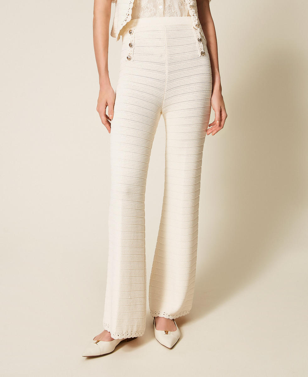 Pantalon en maille avec crochet Beige &laquo;&thinsp;Parchment&thinsp;&raquo; Femme 261TP3076_07222_04