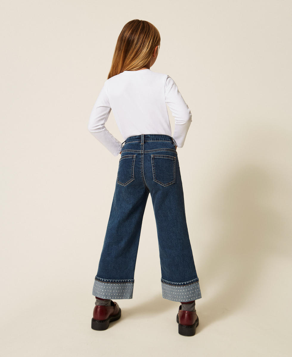 Jean pour fille cinq poches avec strass Denim Mid Blue Fille 252GB2080_07282_03