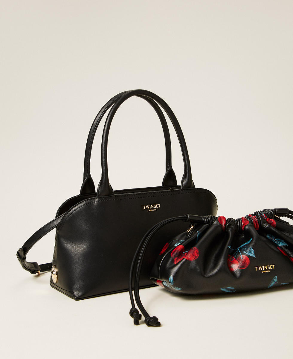 Bowler bag with printed clutch Black Woman 261TD8141_00006_02