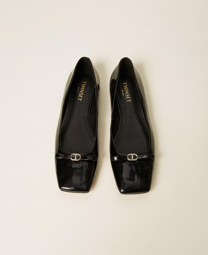 Лаковые туфли-балетки с бантом Черный женщина 252TCP244_00006_04