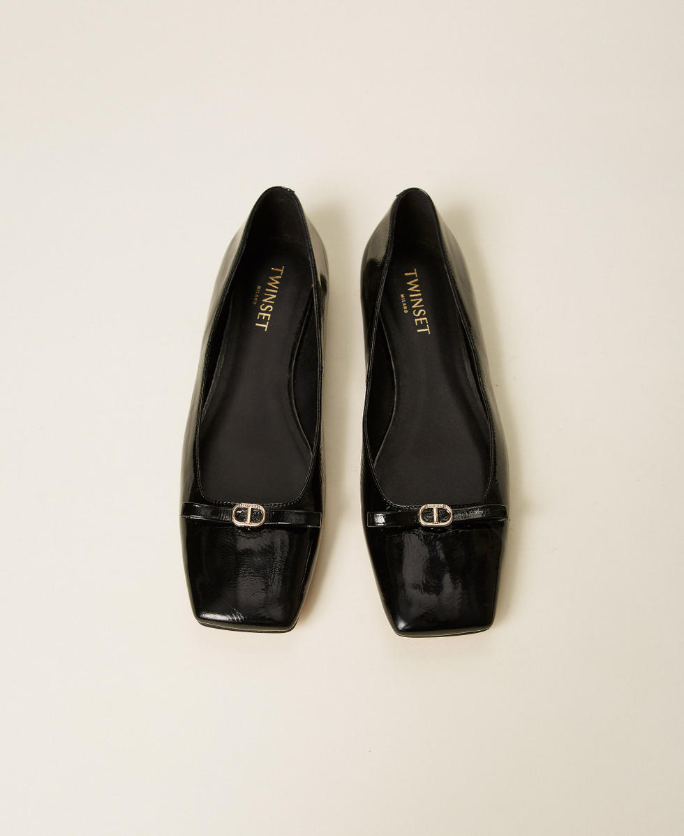 Lackballerina mit Schleife Schwarz Frau 252TCP244_00006_04