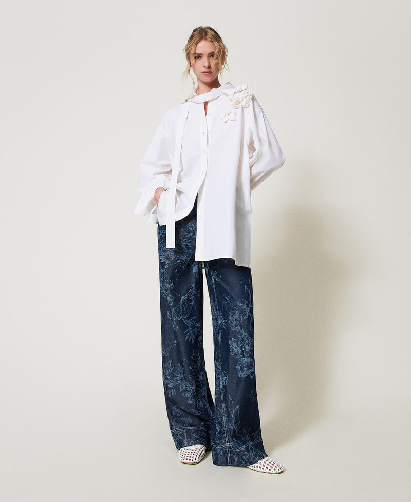 MYFO palazzo trousers in floral denim Denim Toile de Jouy Woman 251AQ2112_12433_01