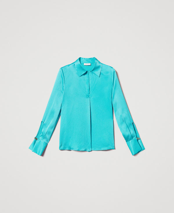 Blusa in raso con collo a camicia
