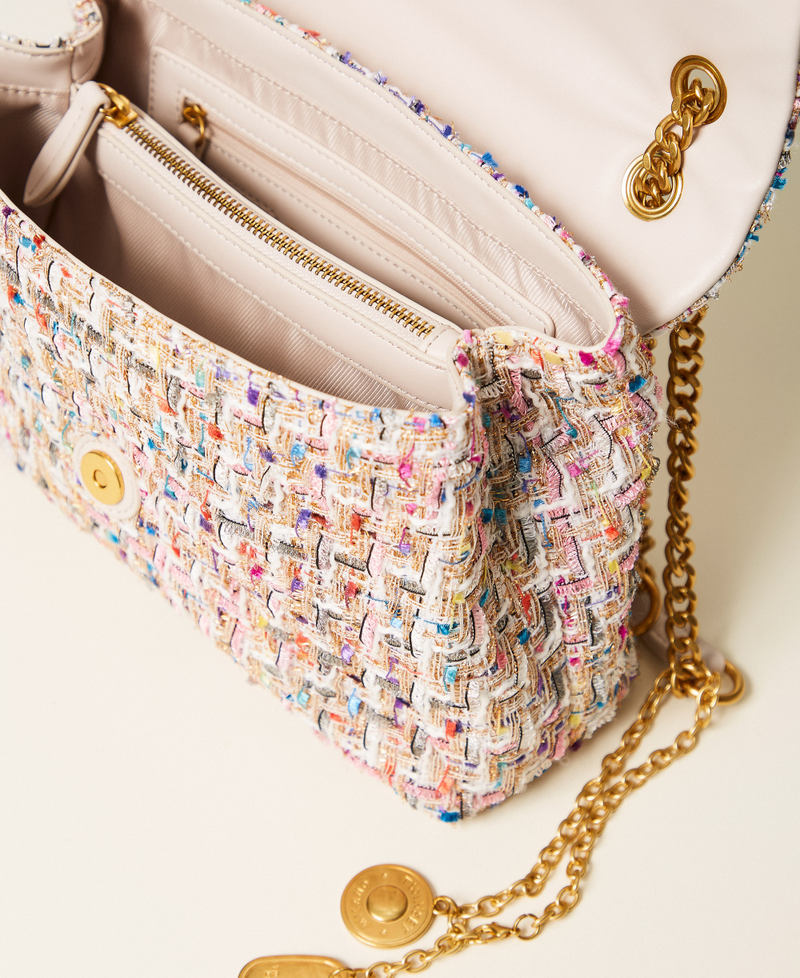 Tweed shoulder bag with logo buckle Multicolour Jacquard Tweed Woman 261TB7460_13313_04