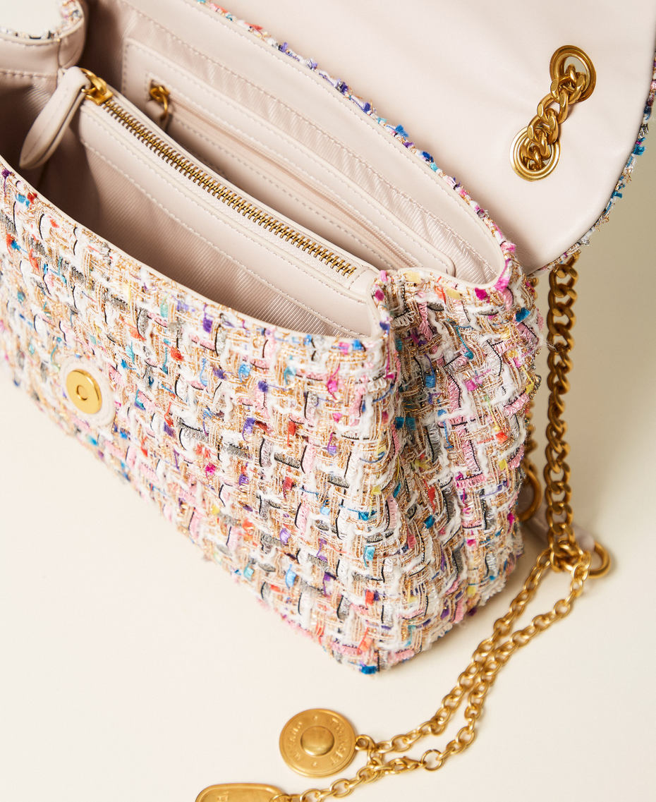 Tweed shoulder bag with logo buckle Multicolour Jacquard Tweed Woman 261TB7460_13313_04