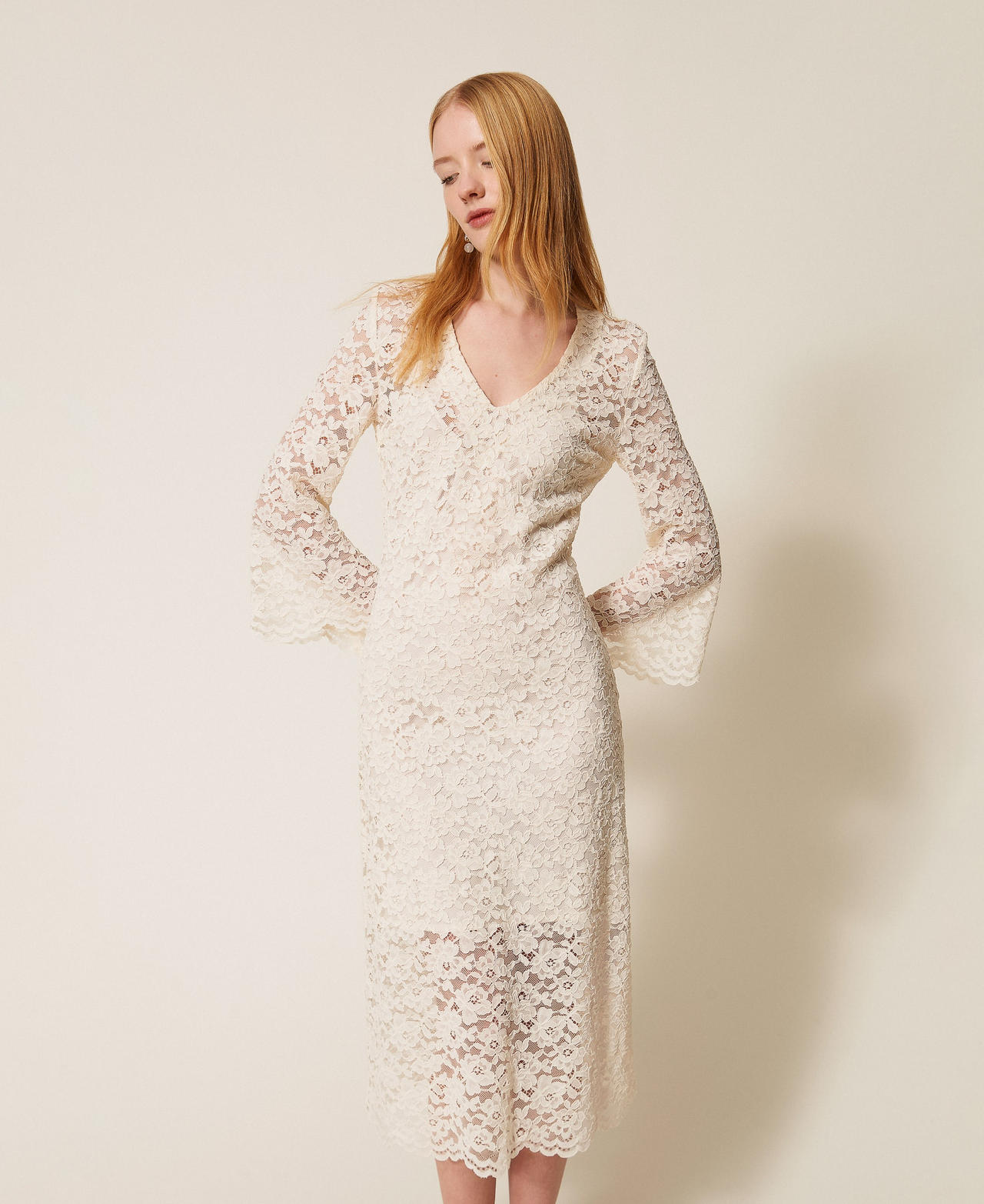 Lace midi dress Off White Woman 261AP2301_00526_01