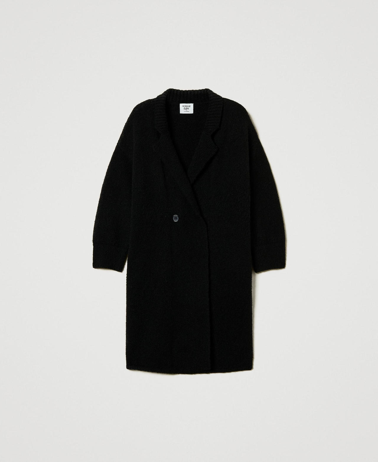 Cappotto in filato riciclato bouclé Nero Donna 242AP3260_00006_0S