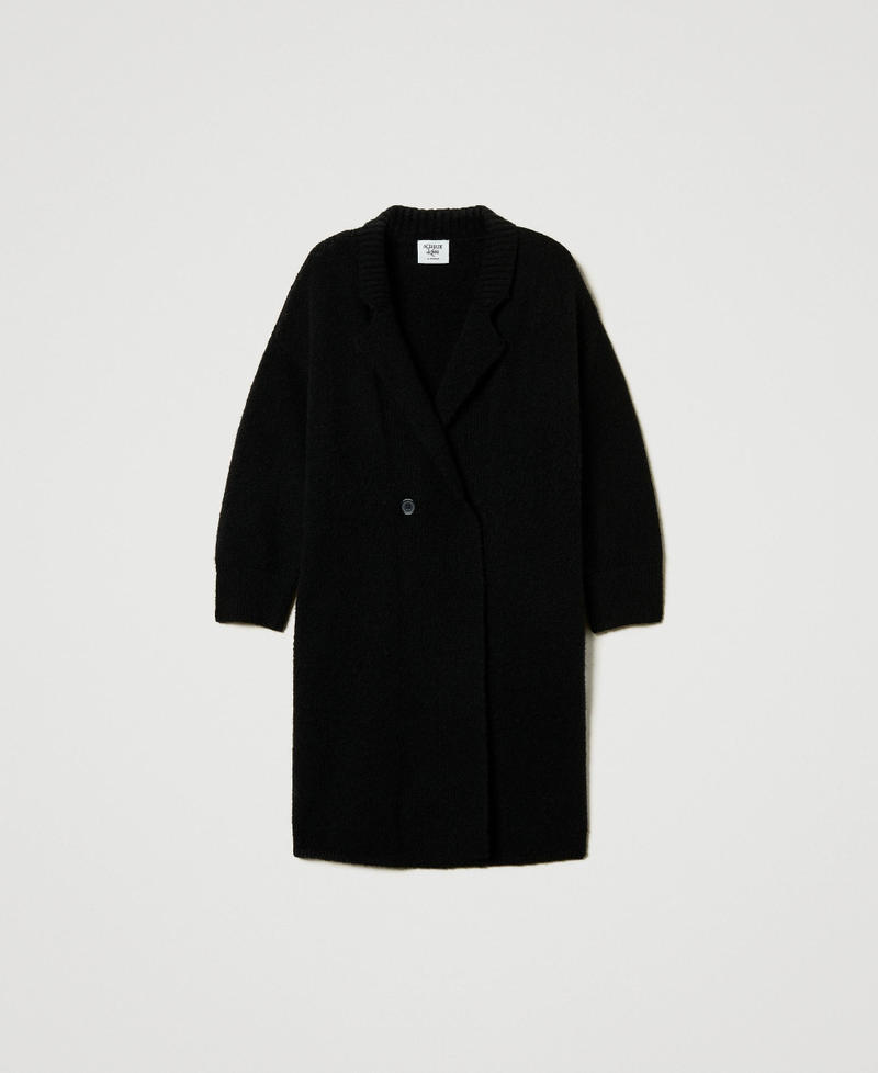 Recycled boucl&eacute; yarn coat Black Woman 242AP3260_00006_S0