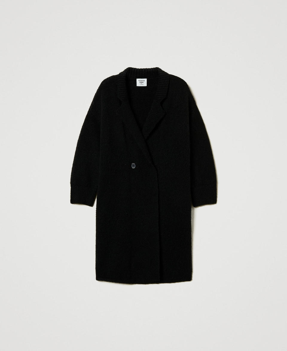 Recycled bouclé yarn coat Black Woman 242AP3260_00006_S0