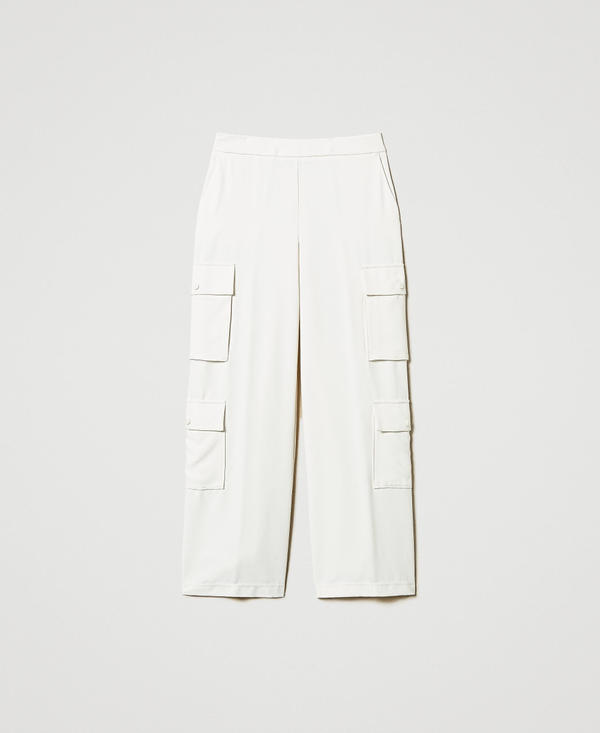 Pantalon palazzo en crêpe piqué