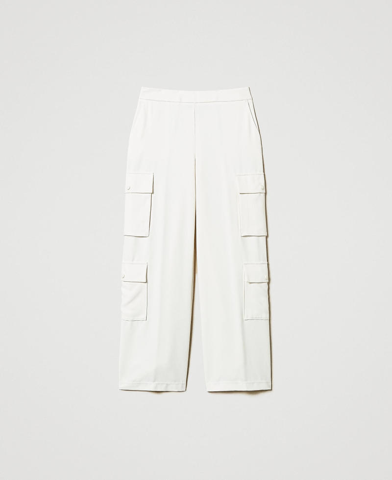 Pantalon palazzo en crêpe piqué