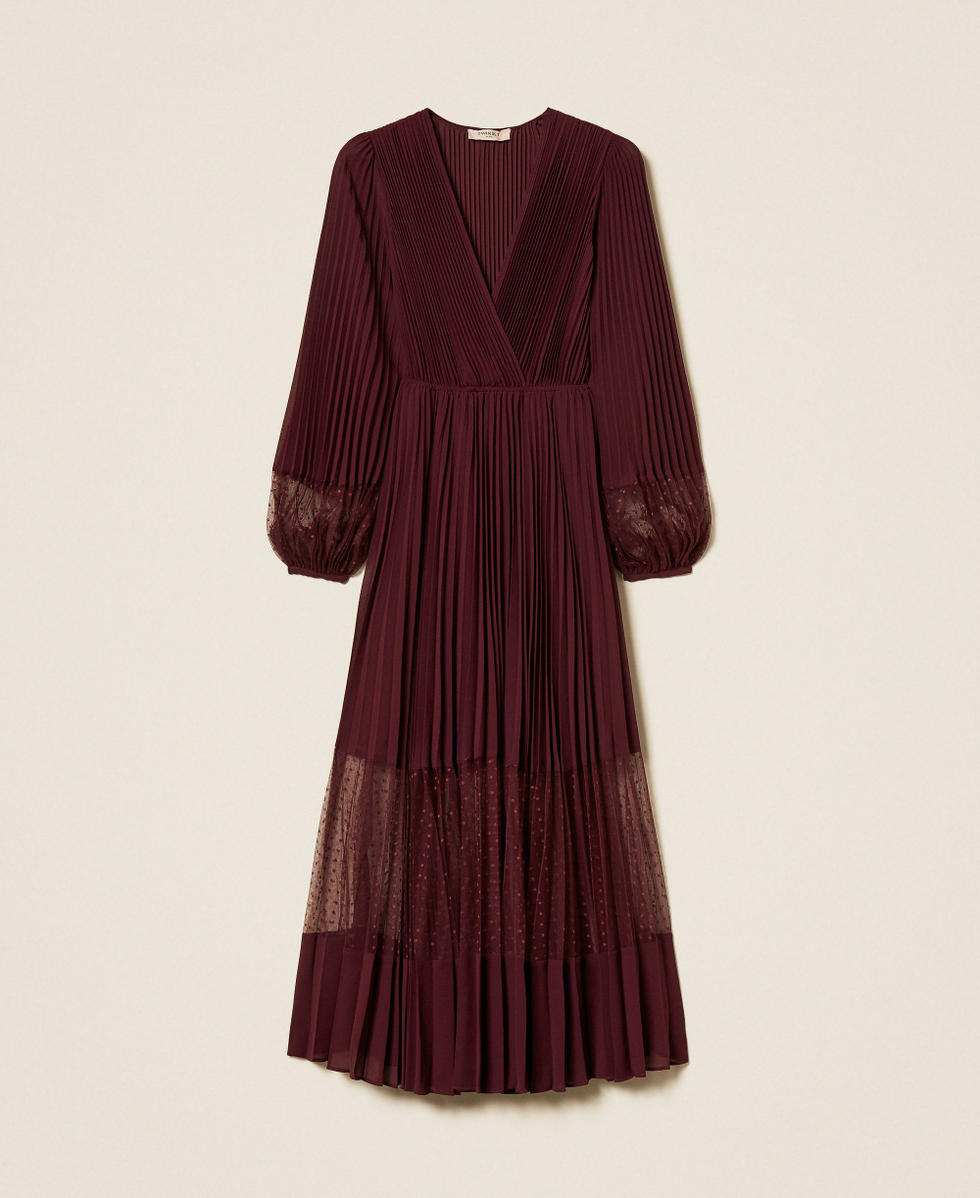 Long georgette and tulle dress “Wine tasting” Purple Woman 252TP2641_05609_S0