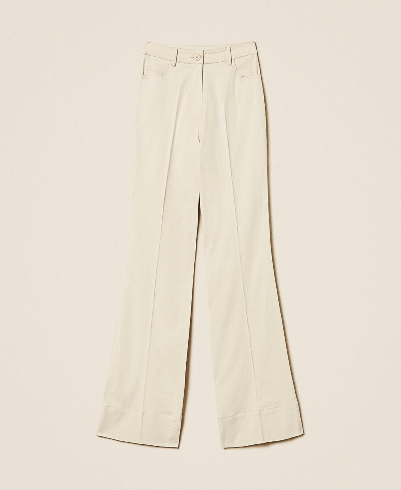 Pantalon ample en bull Blanc Parchemin Femme 261LB2JBB_00461_S0