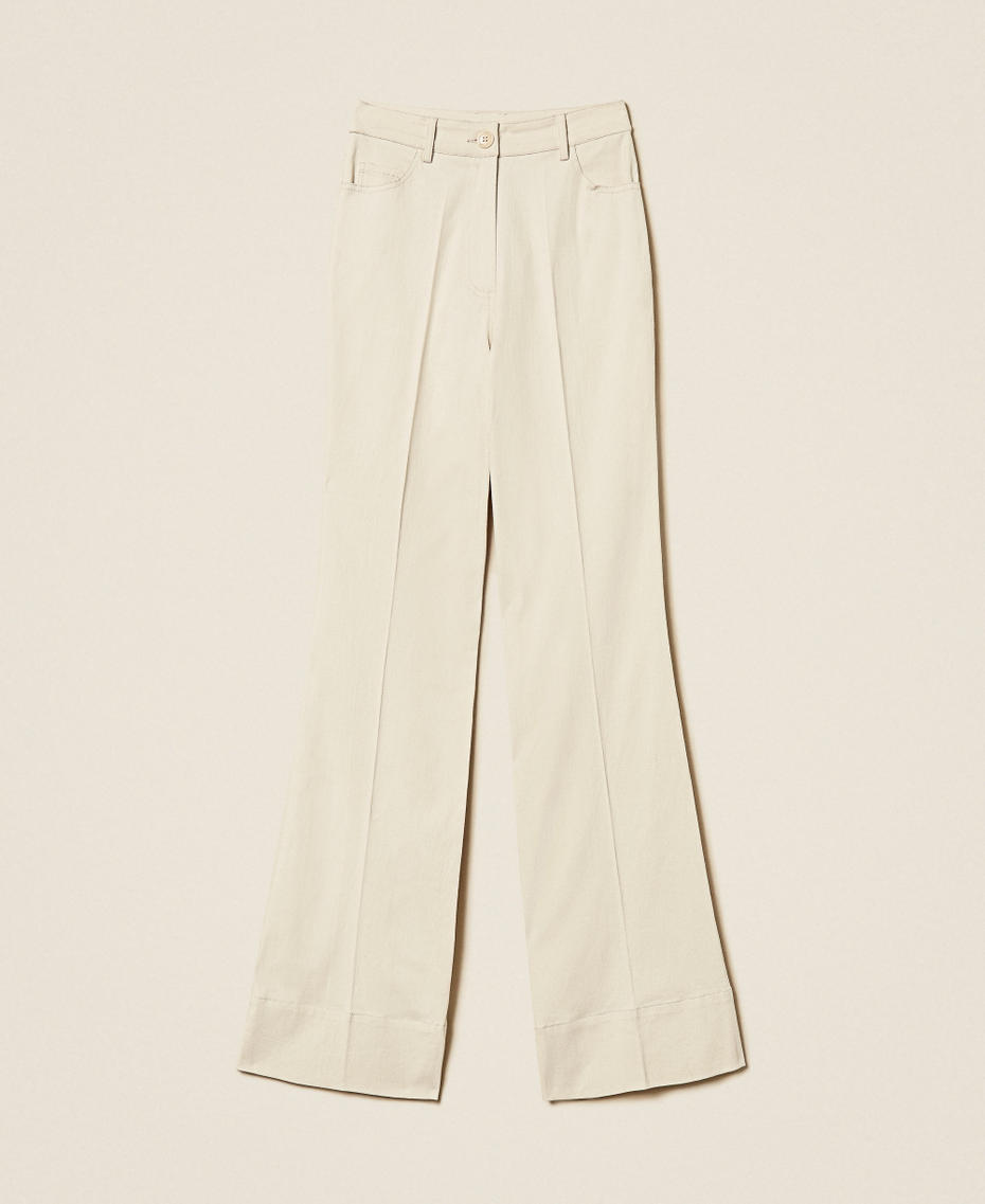 Pantalon ample en bull Blanc Parchemin Femme 261LB2JBB_00461_S0