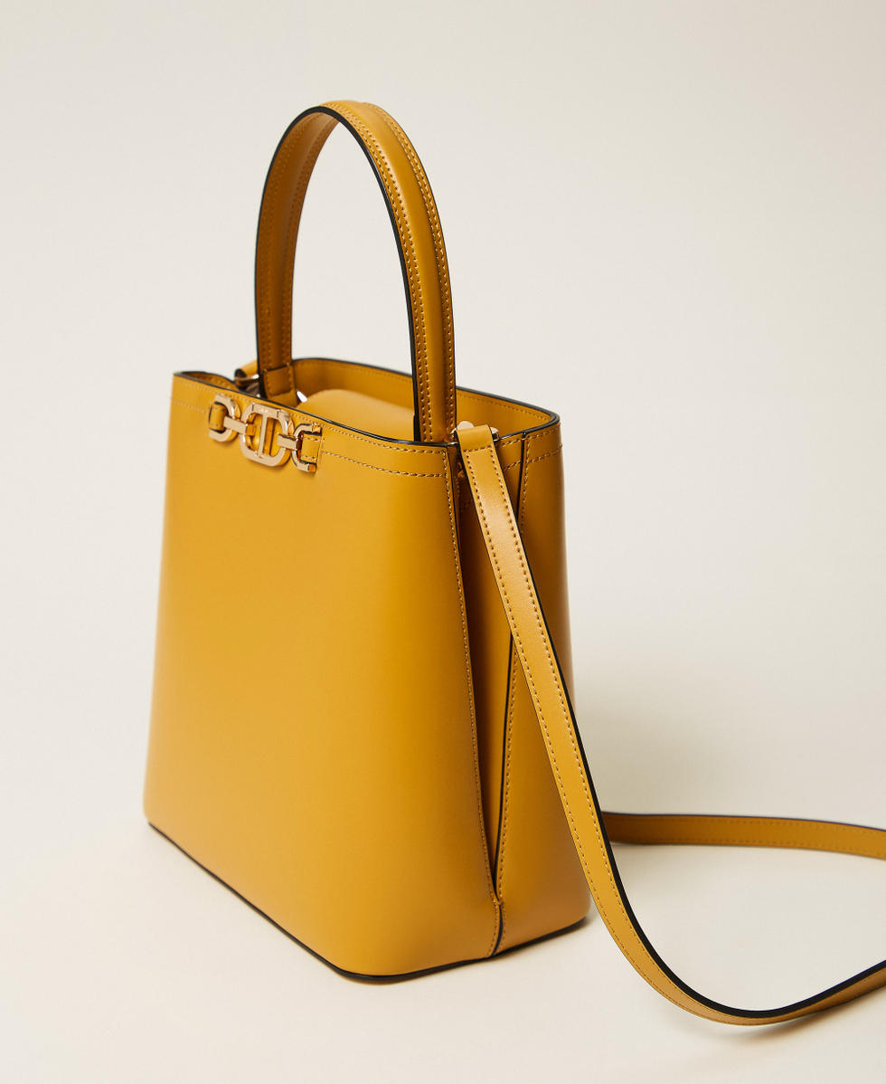Small 'First Class' bag with Oval T clasp Mustard Yellow Woman 252TB7304_12607_02