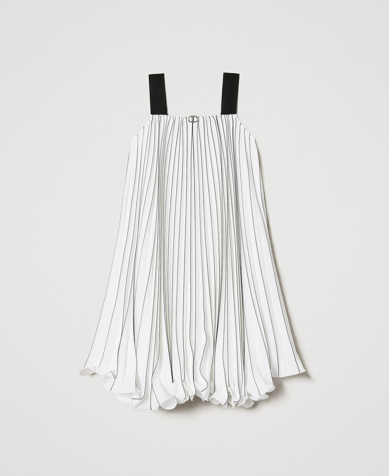 Short pleated dress with print Bicolour "Ice" White / Black Girl 251GJ2QL0_02849_0S