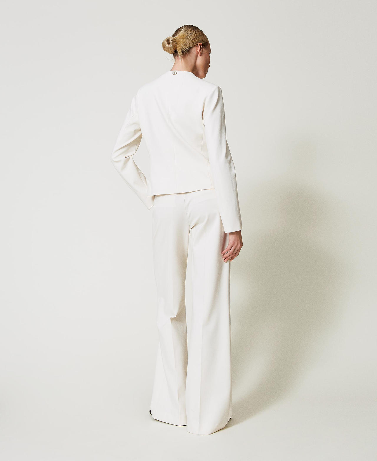 Wide leg trousers with jewel buttons Mother Of Pearl Woman 251TP2132_00059_03