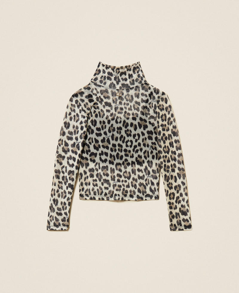 Animal print tulle top Leopard Print Girl 252GJ2351_12700_S0