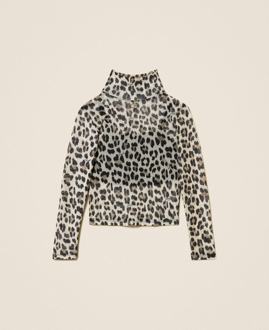 Animal print tulle top Leopard Print Girl 252GJ2351_12700_S0
