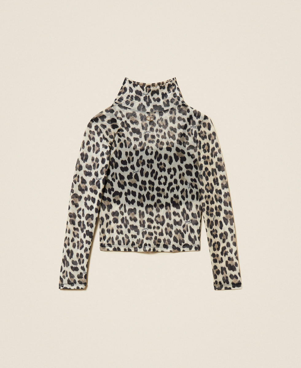 Animal print tulle top