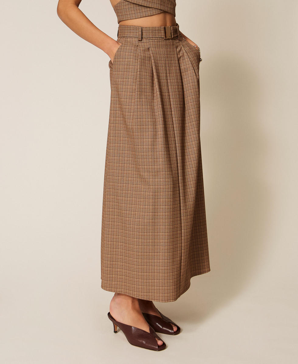 Jupe longue en prince de Galles Chocolate Lab Prince de Galles Femme 261AP2283_13310_04