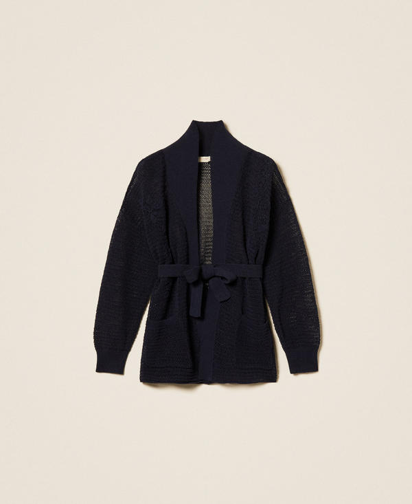 Mesh cardigan with hand-embroidered details