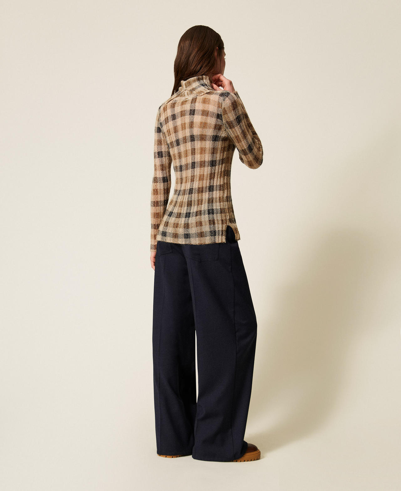 Wide wool blend trousers Classic Blue Woman 252TT212A_11956_03