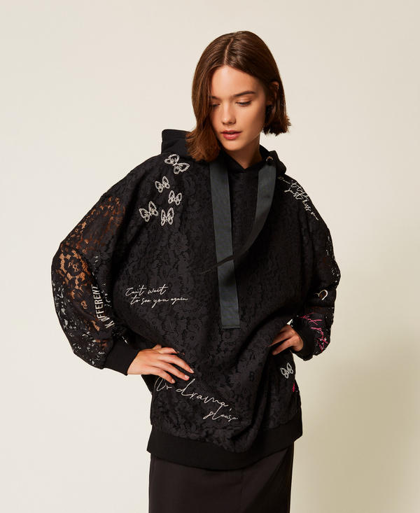MYFO maxi lace sweatshirt with embroidery