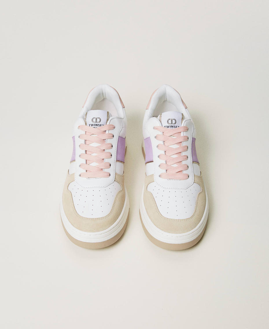 Ledersneaker im Colorblock-Look Zweifarbig Lavendel / Cupcake Pink Frau 251TCP010_12160_04