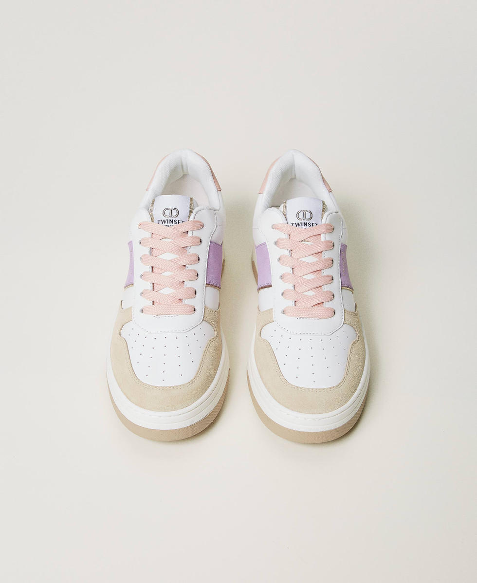 Colour block leather trainers