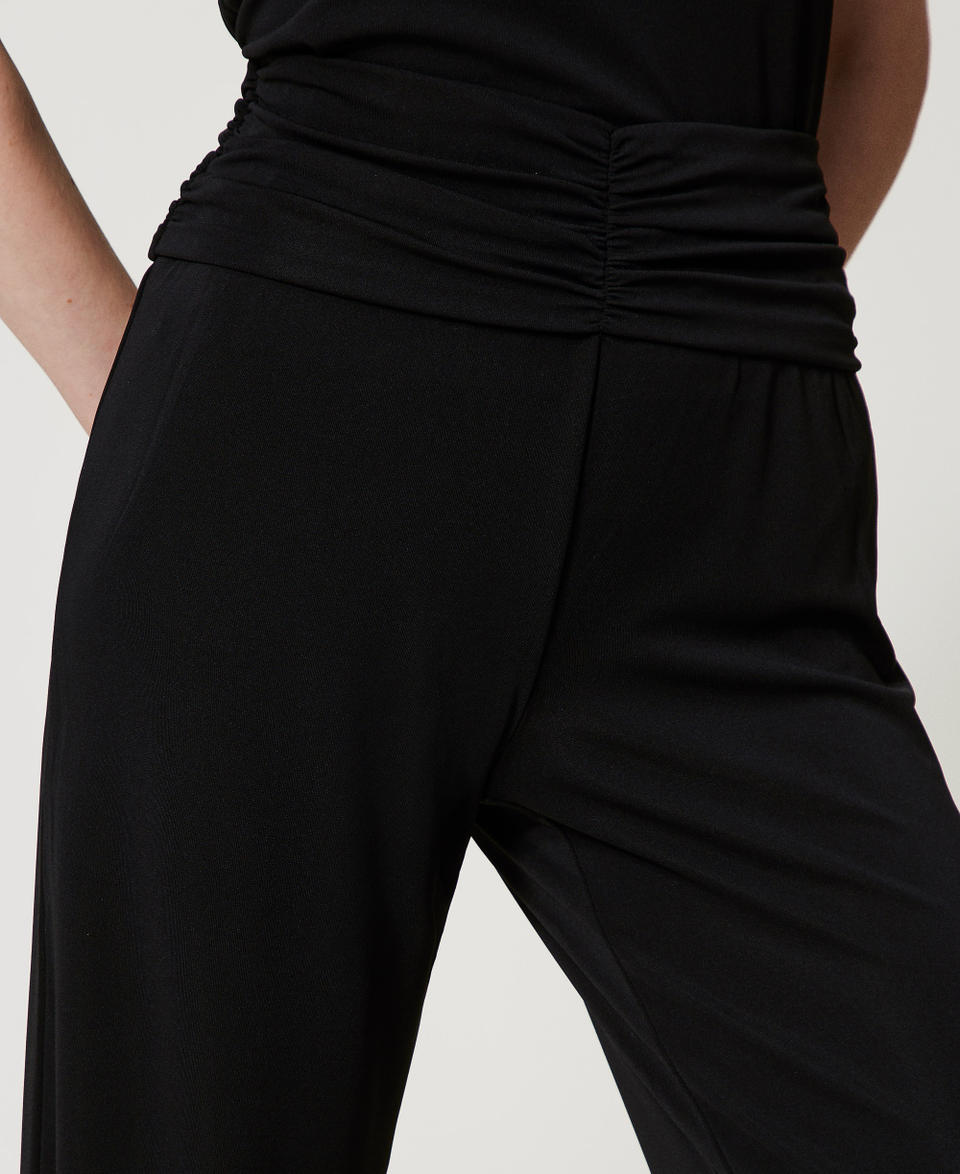 Palazzo trousers with drape Black Woman 251LB2HCC_00006_04
