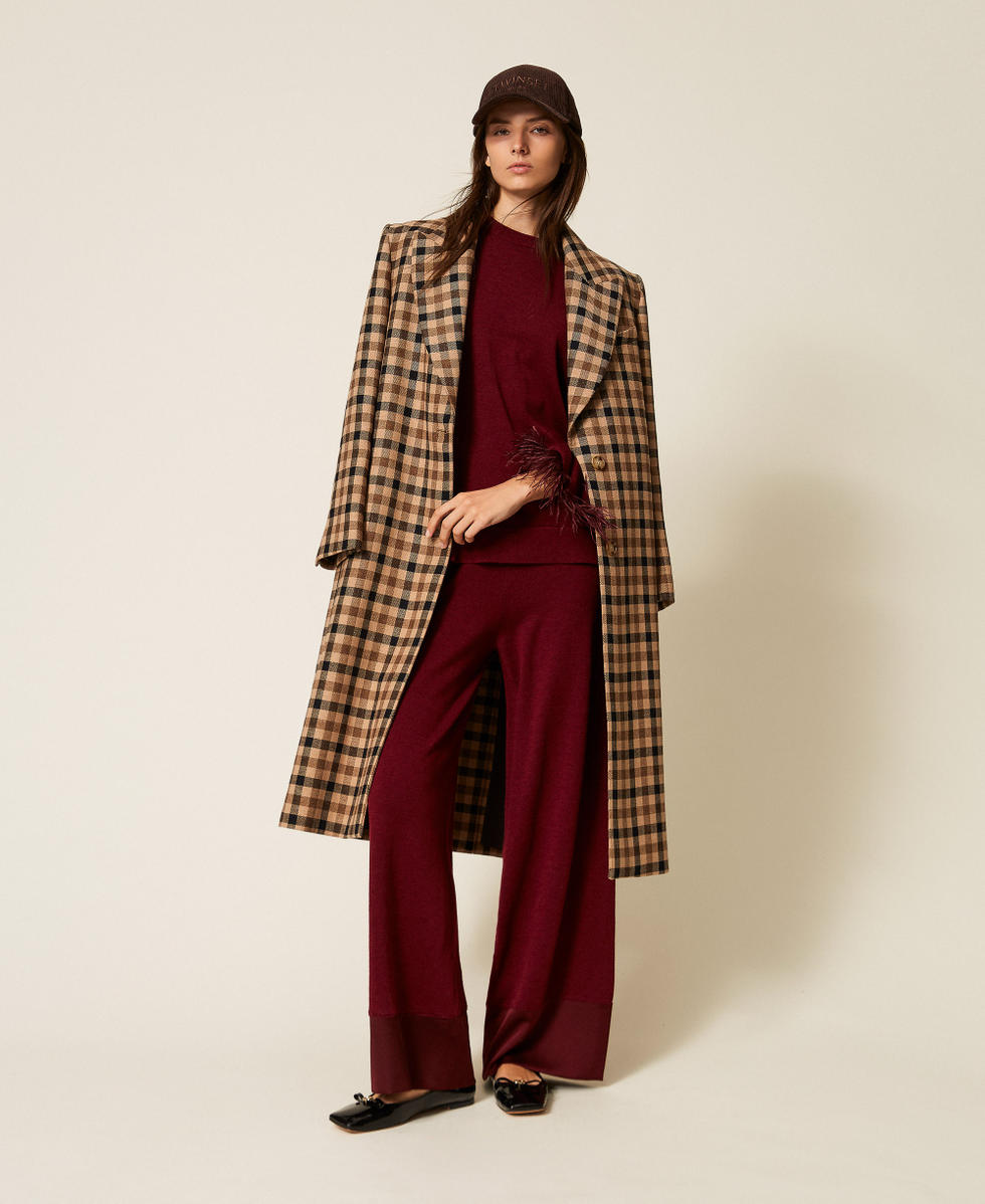 Pantal&oacute;n de mezcla de lana con raso Red Wine Mujer 252LL3FBB_12818_T0