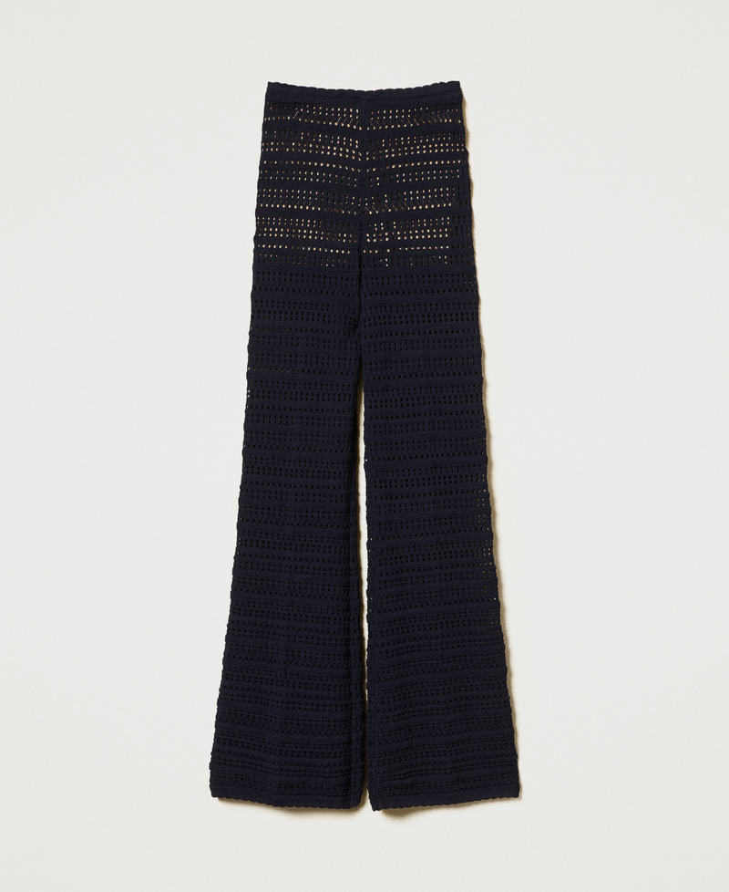 Openwork knit trousers Blue Night Woman 251TP3193_00238_S0