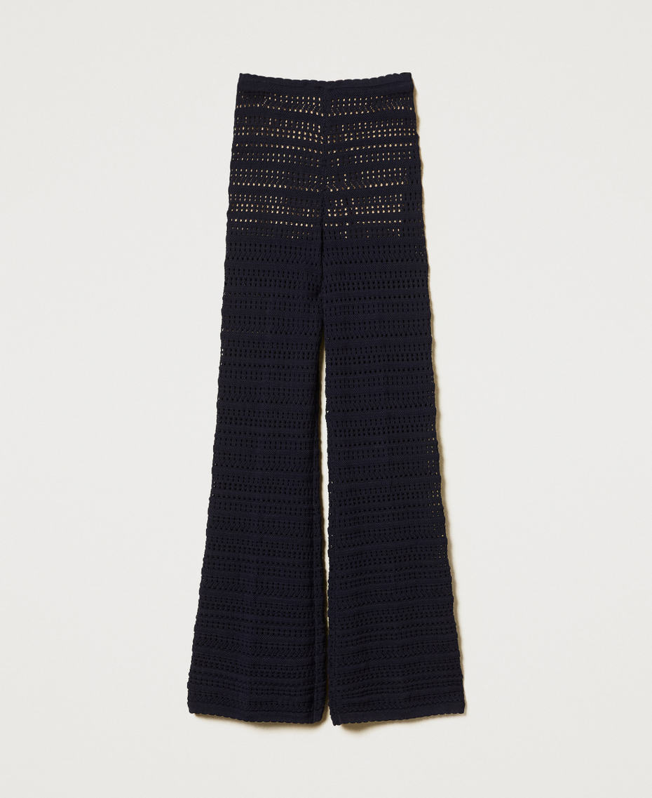 Openwork knit trousers Blue Night Woman 251TP3193_00238_S0