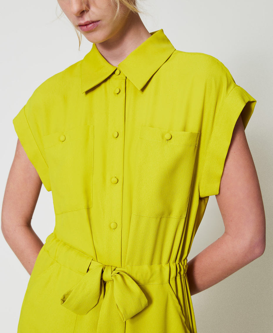Long crêpe de Chine shirt dress Citronelle Woman 251AP2245_00910_03