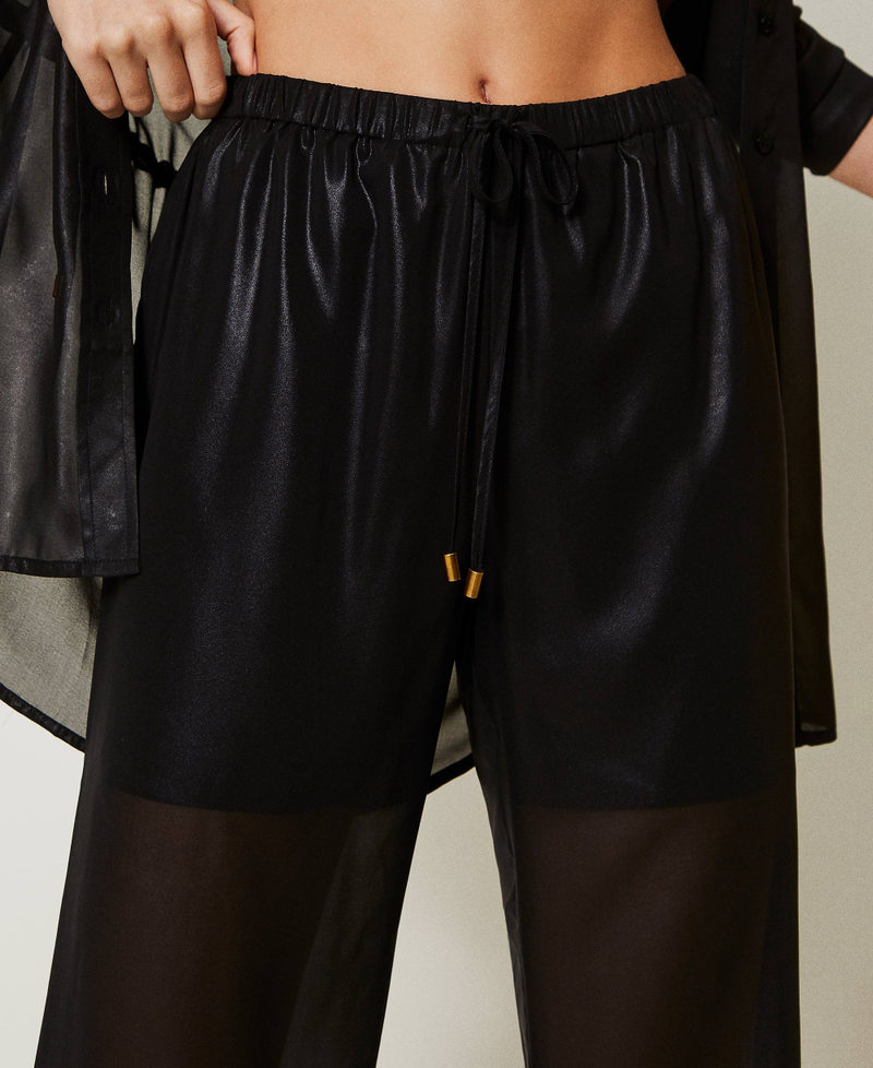 Laminated georgette trousers