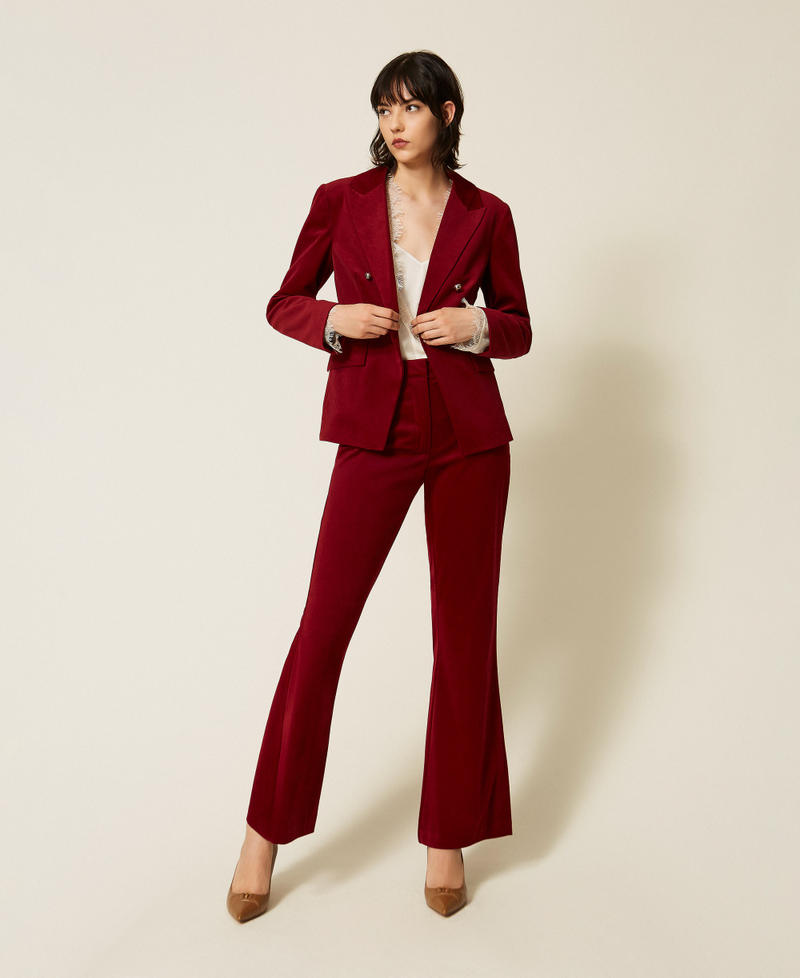 Flared velvet trousers "Rhubarb" Red Woman 262AP2271_13643_T0