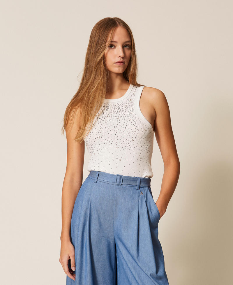 Ribbed top with embroidery Off White Woman 261AP2201_00526_01