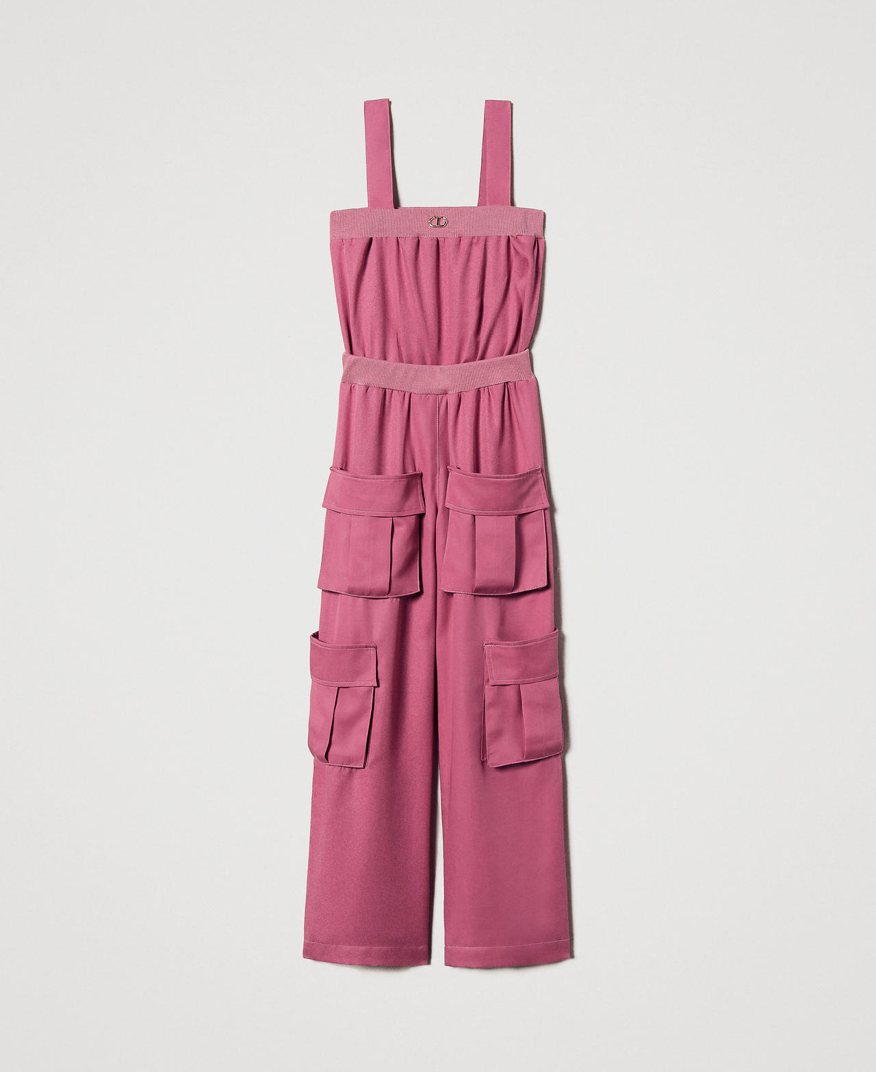 Jumpsuit with utility pockets and Oval T "Flamingo" Pink Girl 251GJ2460_00868_0S