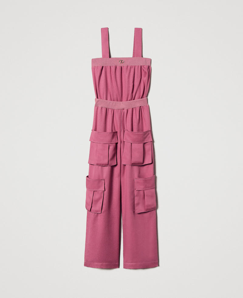 Jumpsuit with utility pockets and Oval T "Flamingo" Pink Girl 251GJ2460_00868_0S