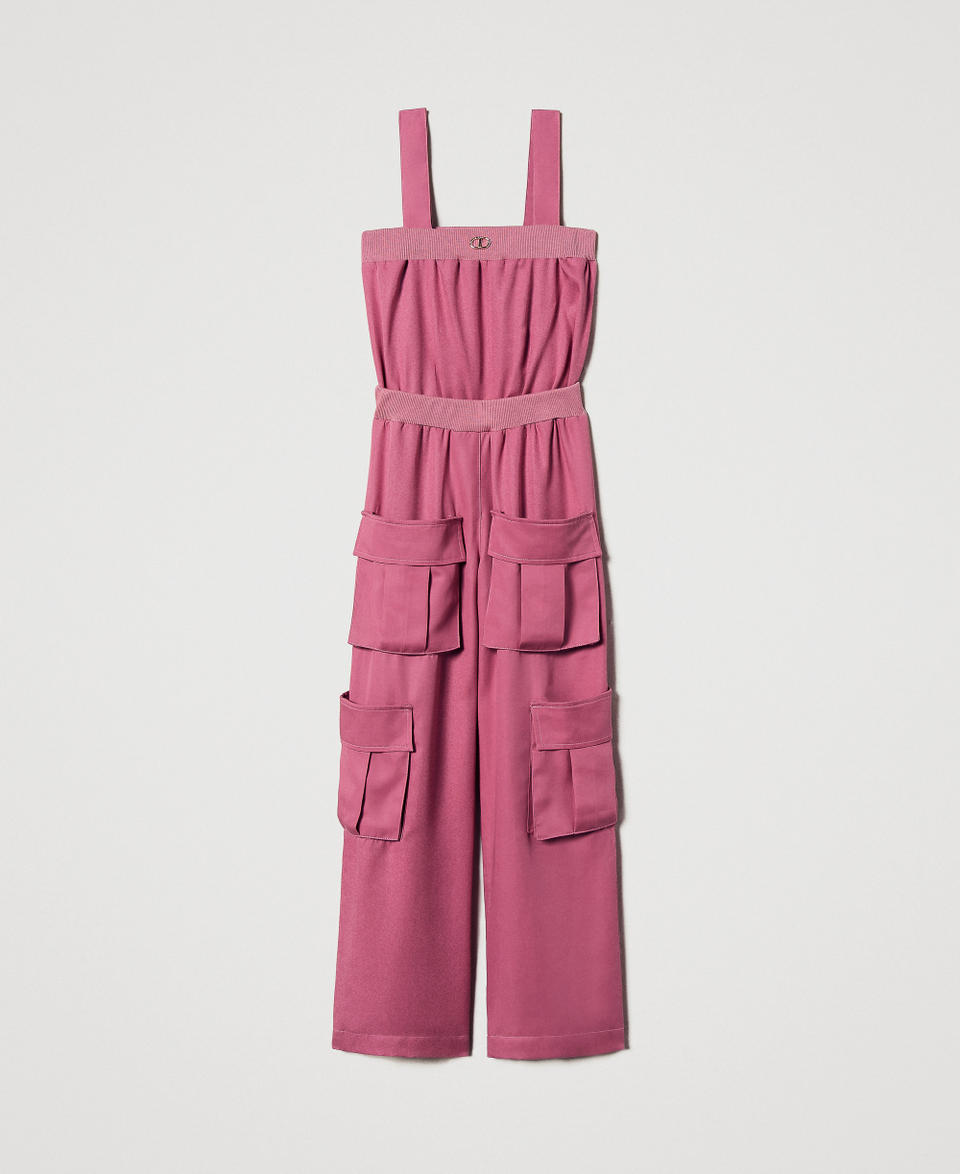 Jumpsuit with utility pockets and Oval T "Flamingo" Pink Girl 251GJ2460_00868_S0
