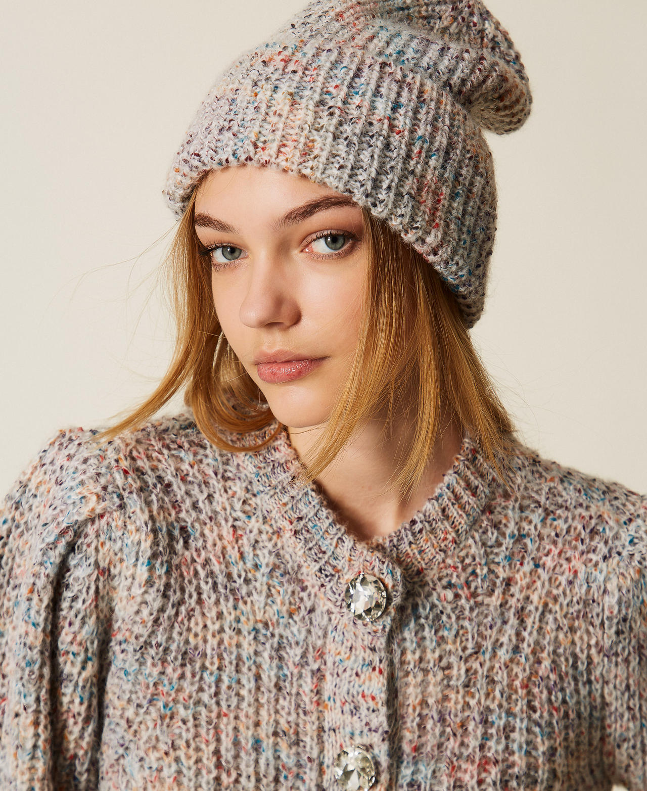 Bunte Strickmütze Tweed Multicolor Frau 252AA4080_12702_T0