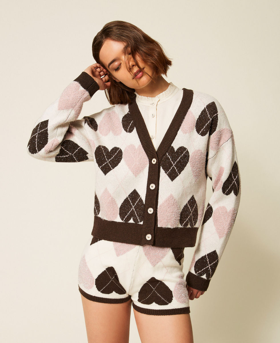 Jacquard cardigan with heart pattern