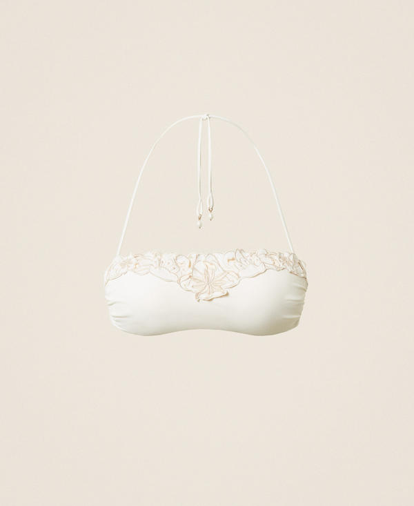Bandeau-Bikinitop mit Blumenstickerei