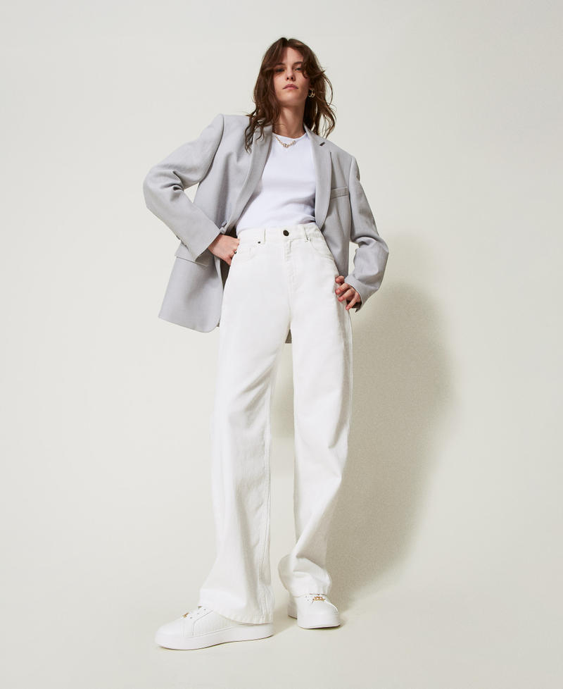 Кожаные сникеры с логотипом Белый женщина 251TCP01C_00001_T0