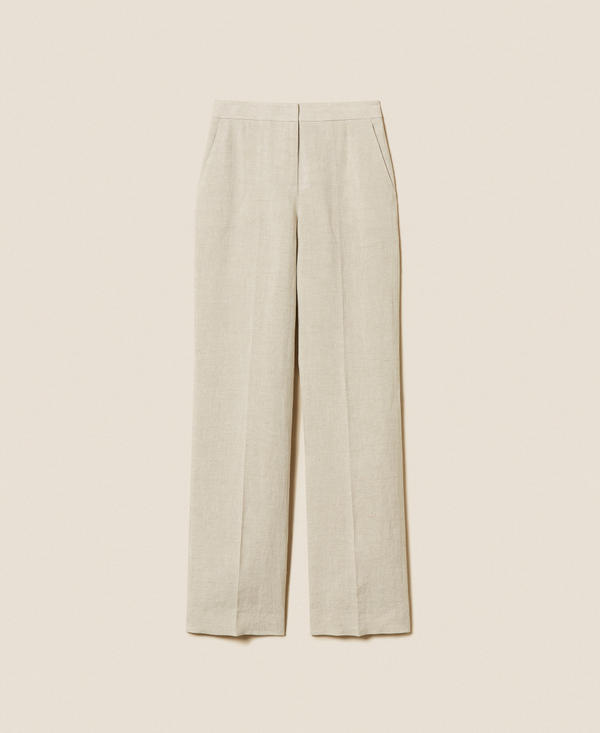 Pantalon ample en lin avec lurex