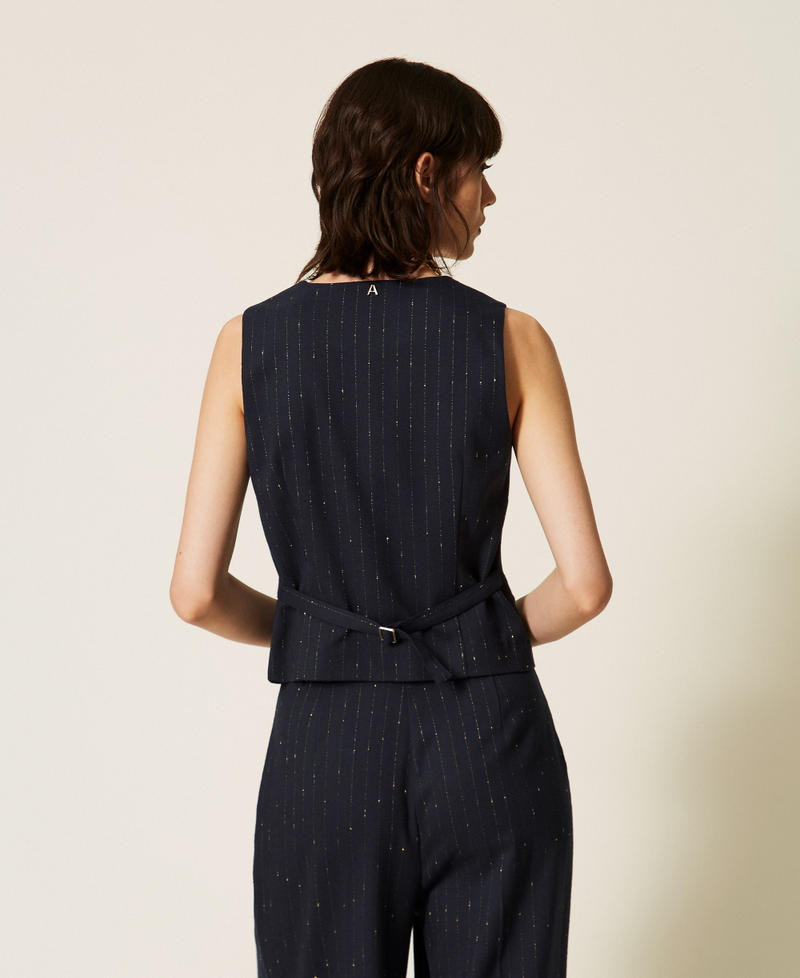 Gilet slim gessato Blue Paint Pinstripe Donna 262AP2365_13687_03