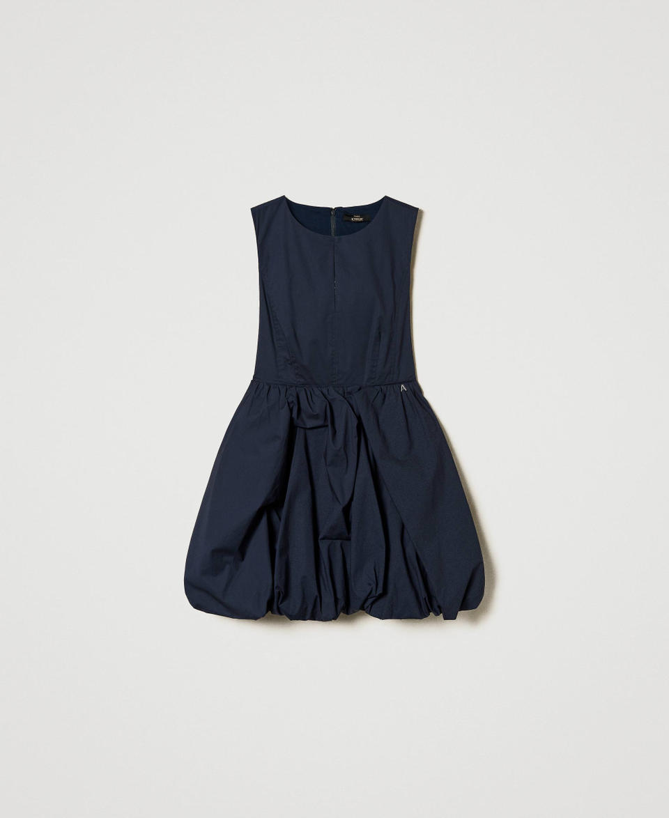 Abito corto balloon in popeline Deep Blue Donna 251AP2301_03585_S0