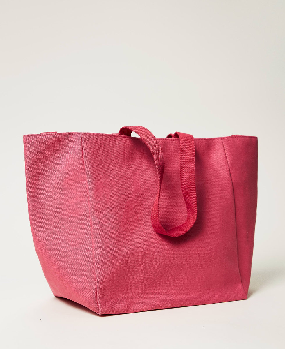 Canvas shopper bag Magenta Purple Woman 251LB7ACC_11736_03