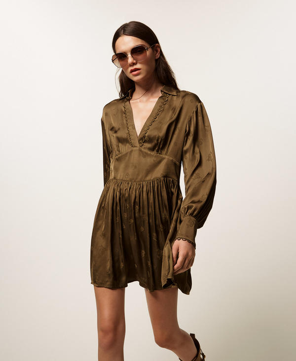 Short jacquard satin dress